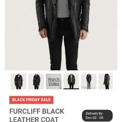 The JacketMaker Men's Furcliff Black Leather Jacket XL 