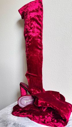 Red Velvet Thigh High Boots