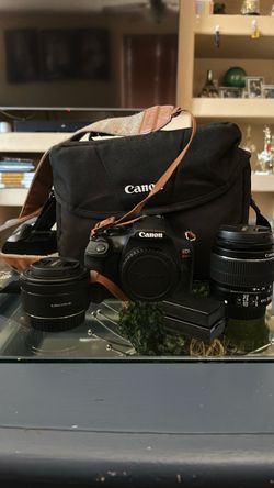 Canon EOS T7 Camera w/ Kit lens and 50mm f1.8 STM Prime, Bag, SD cards, 3rd part batteries
