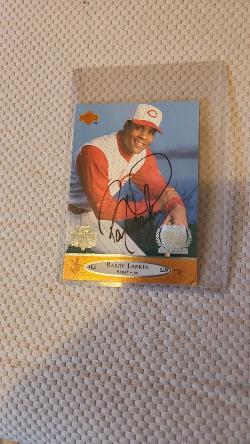 Vintage Collectible Barry Larkin Autographed Card 1996 Upper Deck All-Star Game Philadelphia Signed And Sealed