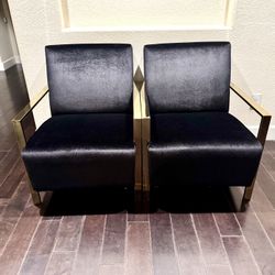 Pair Of Black Velvet Chairs 