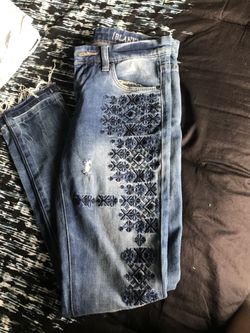 Blue pattern jeans