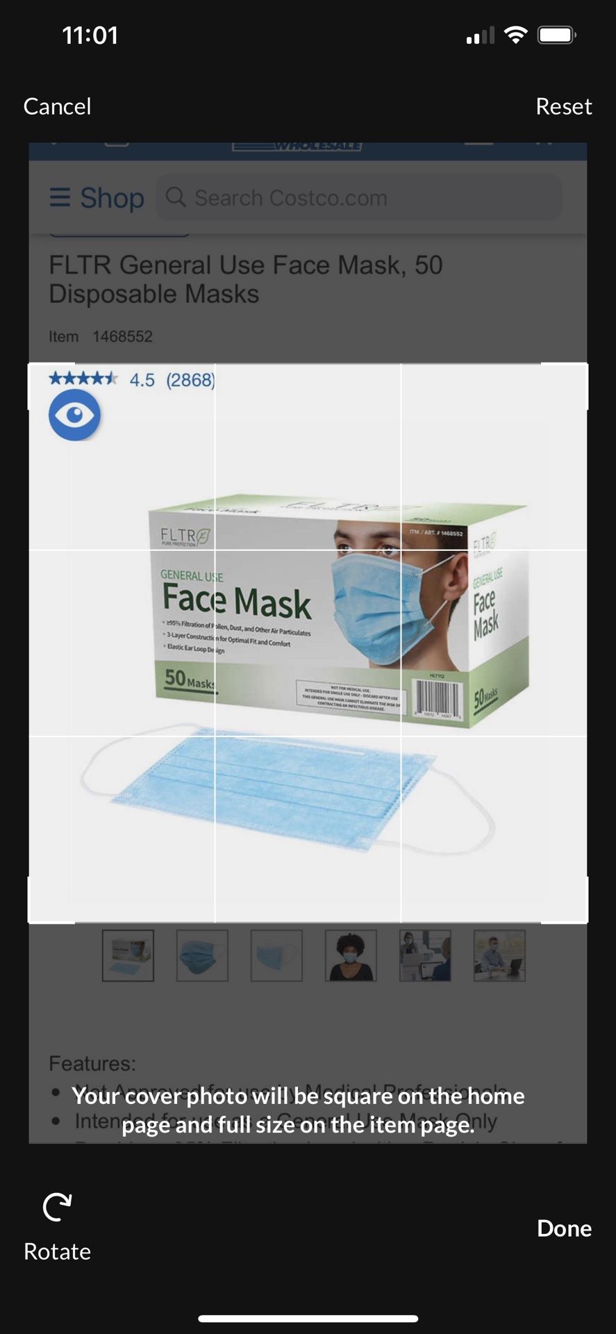 Costco BRAND NEW 50 PC face masks