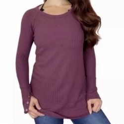 CHASER waffle thermal top long sleeves and buttons detail women’s Size Small 