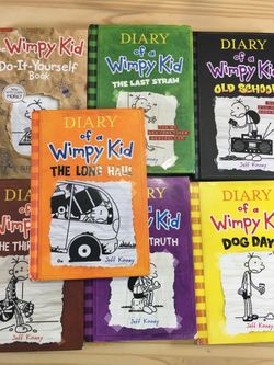 Lot of 7 Diary Of A Wimpy Kid Hardcover & Paperback Books Movie Diary Hard Luck