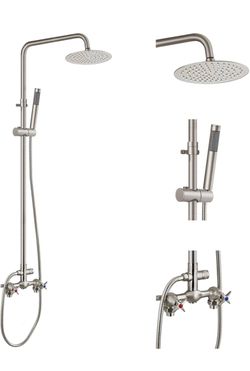 Brushed Nickel Rain Shower System with Hand Shower
