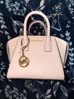 Pink Michael Kors Avril Leather and Suede XS Satchel Crossbody
