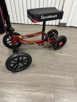 New / Red BlessReach All Terrain Knee Scooter Walker / 300 Pound Capacity / Adjustable Height