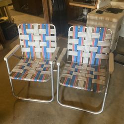 Vintage Folding Beach Chairs Some Minor Wear