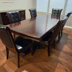 Dining Room Table & Chairs With Buffet Set