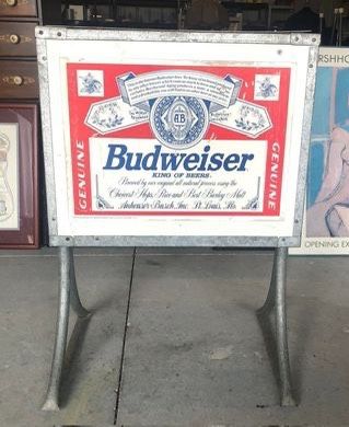 Vintage Budweiser Galvanized Party Cooler On Stand