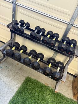 Dumbbell weight set with rack