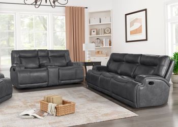 TITAN GREY RECLINING SOFA & LOVSEAT 2-PC SET NEW YEAR SALE!