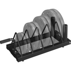 Horizontal Bumper Plate Rack Strength Fitness Rack Plate Holder Standard Plate Black