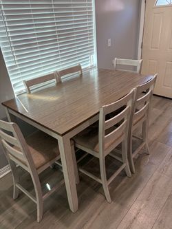 Kitchen High-Top Table & 6 Chairs Set