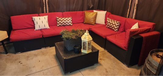 Patio Couch & Glass Table