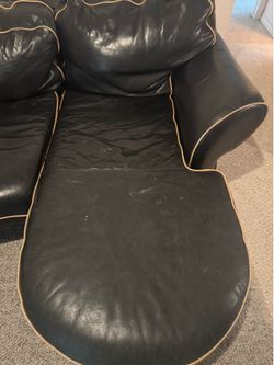 Large black leather couch
