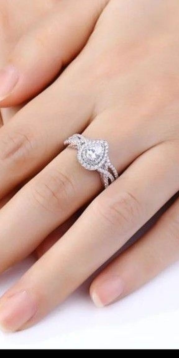 S925 2pcs 1.7Ct Teardrop AAA wedding set