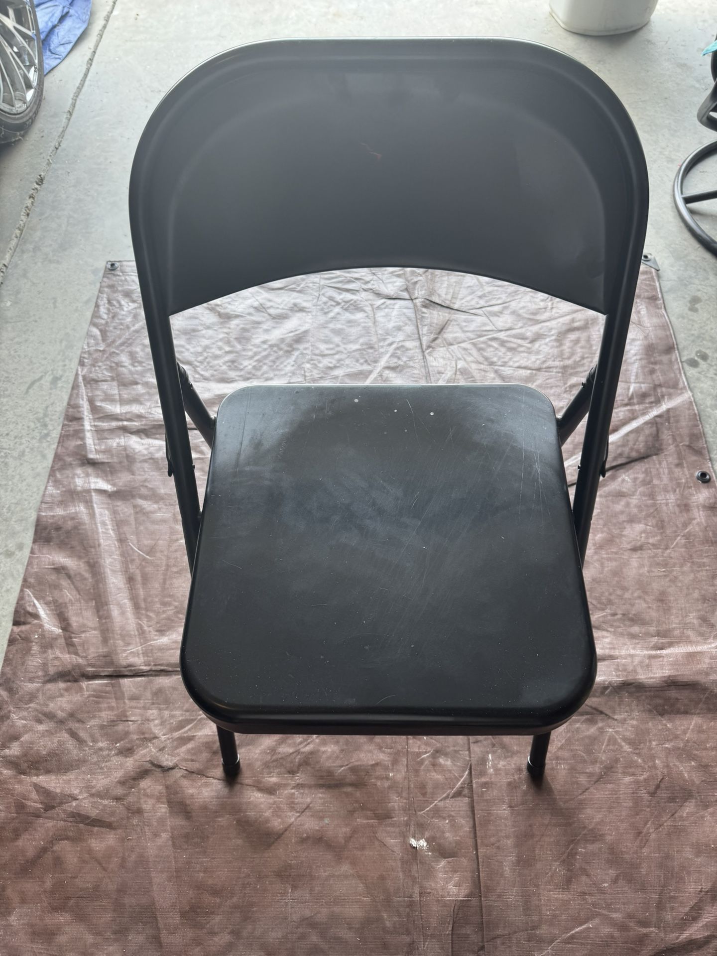 6 Black Metal Folding Chairs - $10 Each