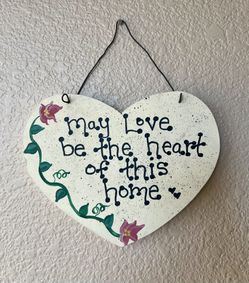 Handmade Vintage Wooden Hanging “ May Love Be The Heart Of This Home”
