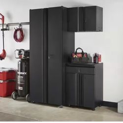 3-Piece Regular Duty Welded Steel Garage Storage System in Black (54 in. W x 75 in. H x 19 in. D