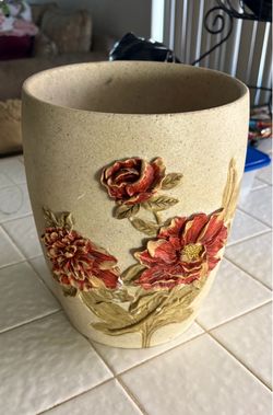 Ceramic Vase with Raised Floral Relief