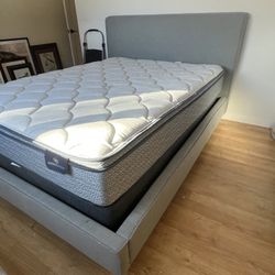 Queen Headboard and Bed Frame With Serta Mattress