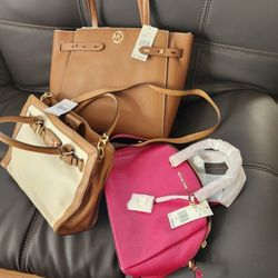 Michael Kors All Leather Purses-NEW