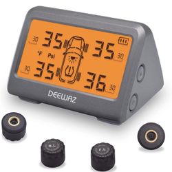 Psi TPMS, with 6 Alarm Modes, Solar & Magnetic Charging, Front/Rear Tire Pressure, Auto Backlight, Sleep & Wake, Orange LCD for 4 Wheel Car