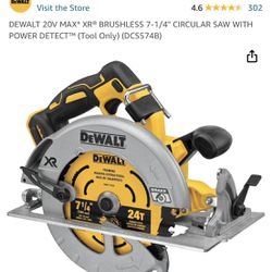 DEWALT 20V MAX* XR® BRUSHLESS 7-1/ 4" CIRCULAR SAW WITH POWER DETECT (Tool Only) (DCS574B)