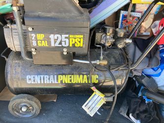 Central Pneumatic air compressor 8 gallon capacity 2 HP motor 125 maximum psi 2 HP motor delivery possible