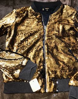 Vintage Gorgeous gold sequin Empire by Guess brand bomber jacket