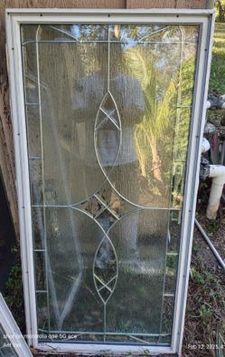 Windows ,DECORATIVE LEADED GLASS FRAMED 24* X 49"