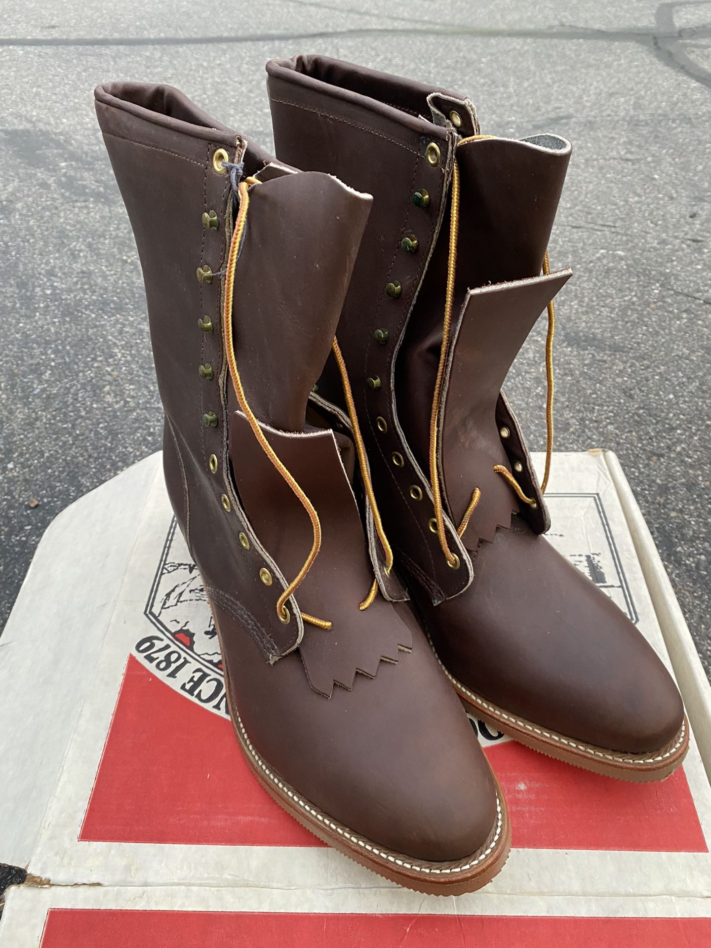 Vintage Justin Packer Boots 0515 Kiltie Chippewa soles Men's size 13 E Made USA