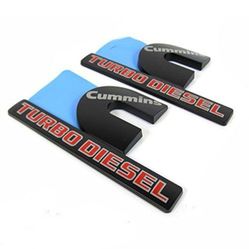 “New”2 Pk Cummings Diesel Turbo Vehicle Emblems”Matte Black/Red(6.5” X 4”)