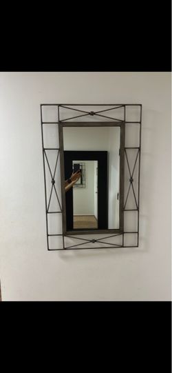 Rectangular Wall Mirror with Metal Frame