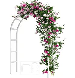 Adorox Metal Garden Arch Trellis For Climbing Plants 7.8ft Outdoor Arch Wedding Halloween Christmas Vine Trellis Pumpkin Archway Assemble Freely 2 Siz