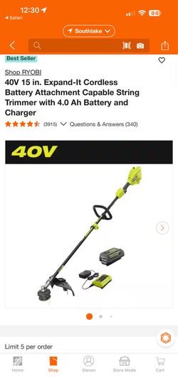 Ryobi 40v expand it string trimmer w/ battery