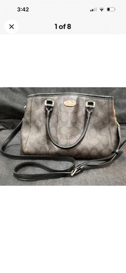 Coach Brown Black Satchel Bag Logo Gold Hardware Detachable Strap