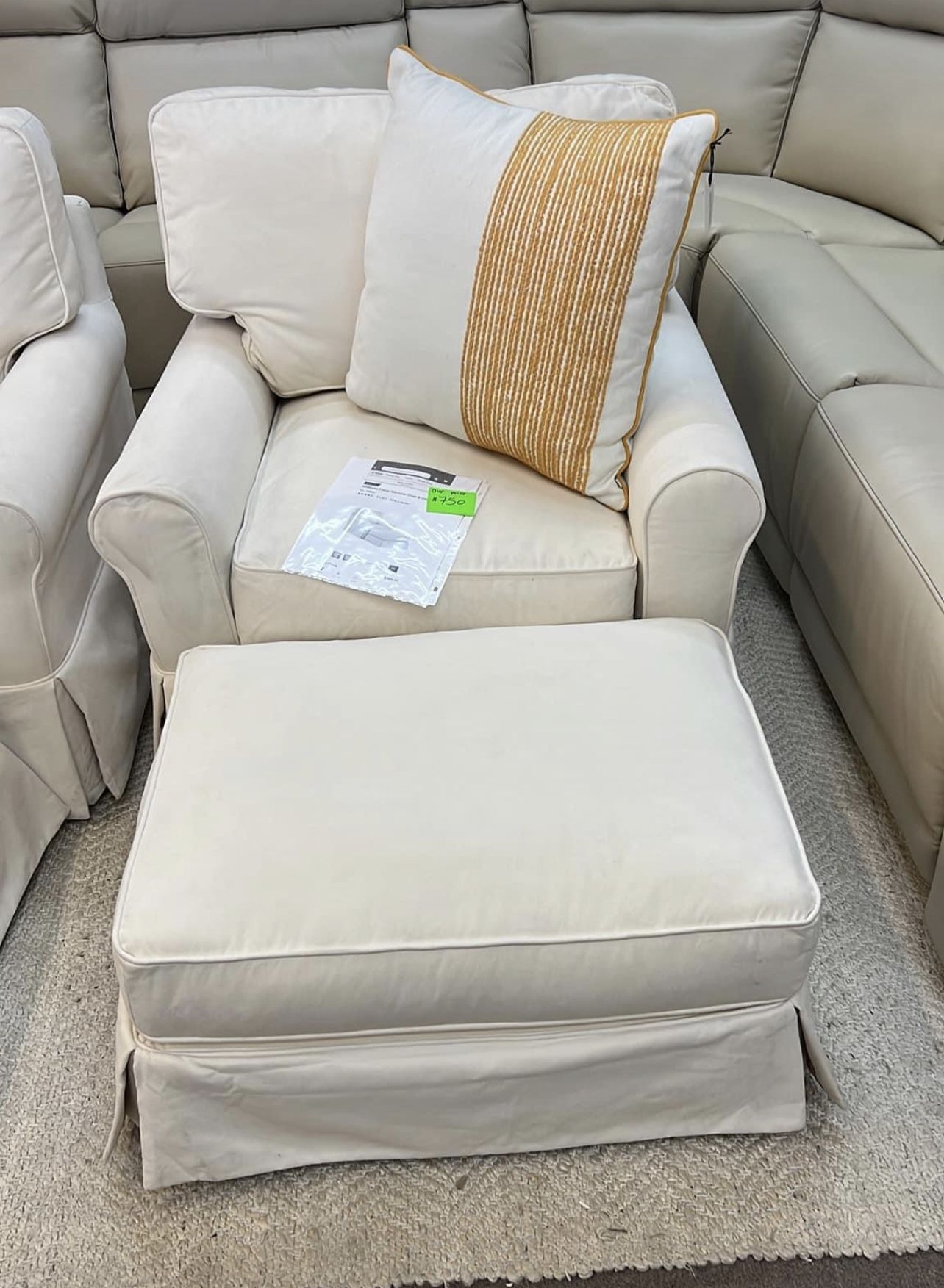 White Club Chair With Ottoman $750