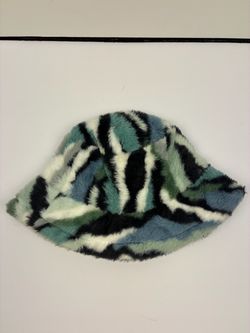 Faux Fur Bucket Hat Multi-Color Print