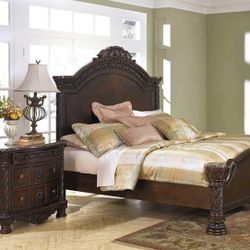 Ashley King Size Bed Frame With 2 Side Tables