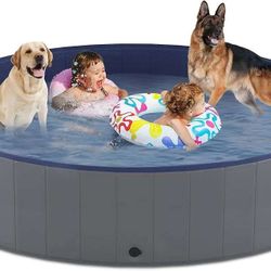 80*12in Foldable Pool, Collapsible Hard Plastic Dog Swimming Pool, Portable Bath Tub , Wading Pool for Indoor and Outdoor