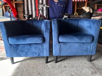 Two matching velvet like chairs. Like new!