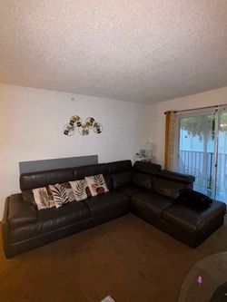 Dark Grey Leather Sectional Sofa
