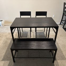 Space-Saving Dining Table Set (Table + Bench + 2 Chairs) – Clean & Stylish