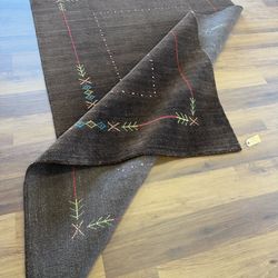 Brown wool gabbeh Rug