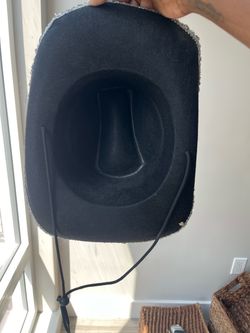 Black Felt Cowboy Hat with Chin Strap