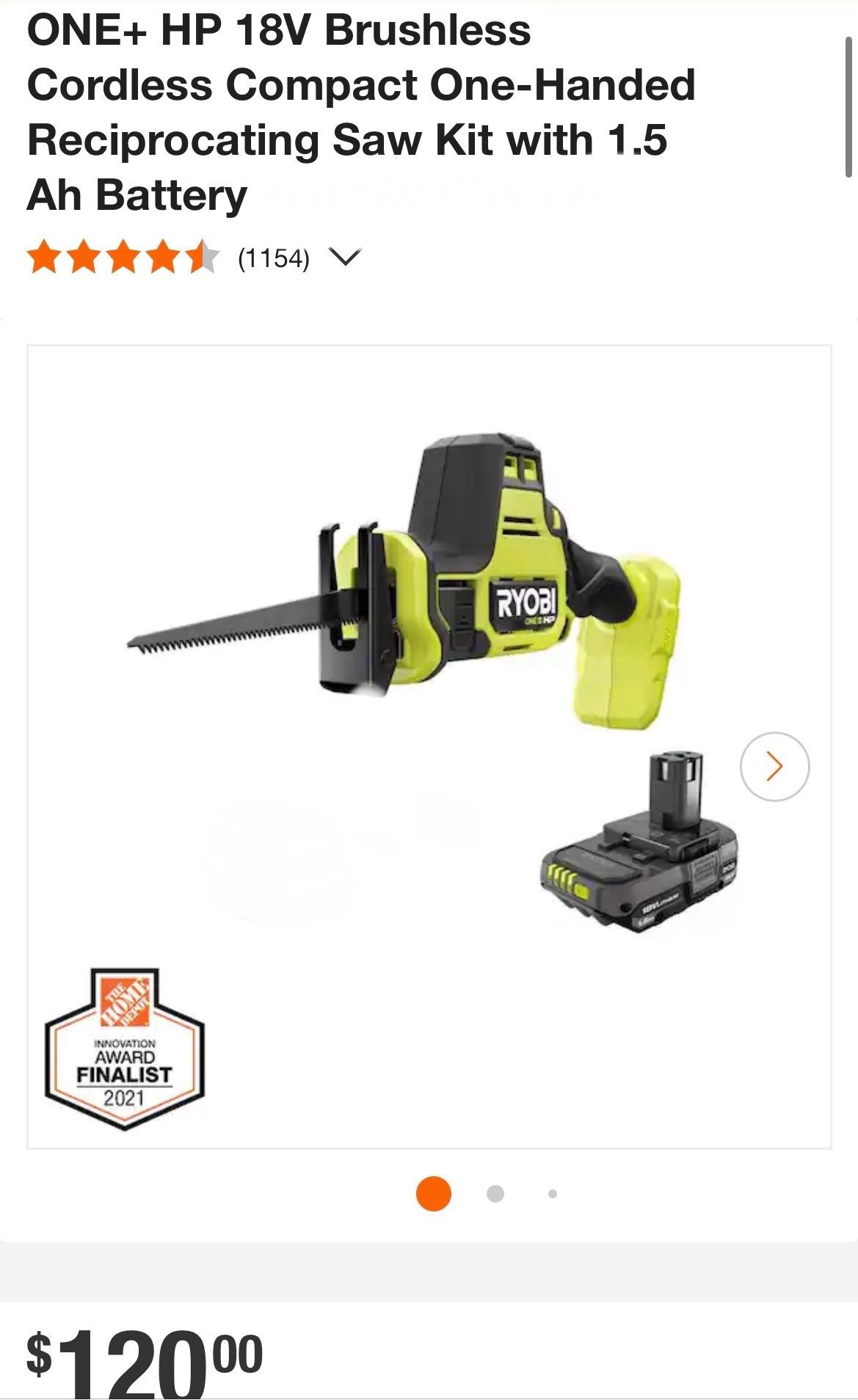 Ryobi One + Hp Recip Saw
