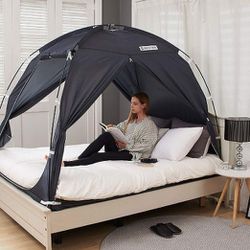 BESTEN Floorless Indoor Privacy Tent on Bed for Warm and Cozy Sleep Inside Drafty Room (Twin, Charcoal)
